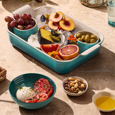 Travessa Retangular Cerâmica Heritage Bleu Riviera 26cm Le Creuset