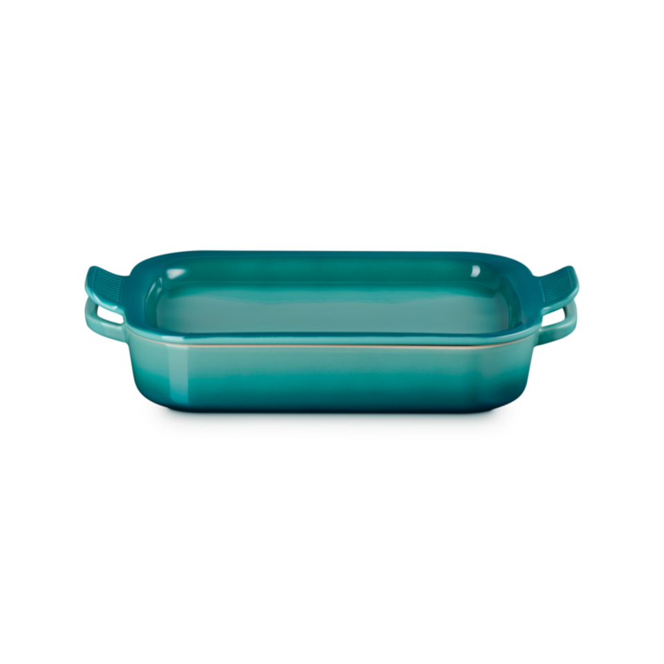Travessa Retangular Cerâmica Com Tampa / Prato Bleu Riviera 33cm 3L Le Creuset