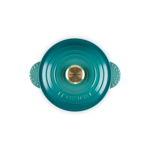 Panela Le Creuset para Arroz sem Tampa Interna Bleu Riviera com Pegador Dourado 2,8L 20cm
