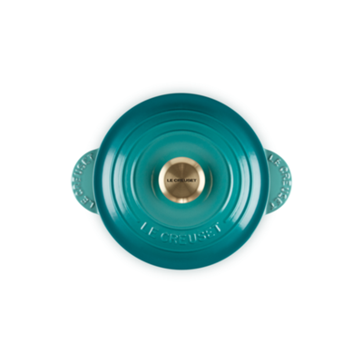 Panela Le Creuset para Arroz sem Tampa Interna Bleu Riviera com Pegador Dourado 2,8L 20cm