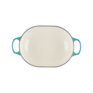 Panela Le Creuset Oblongo Signature Bleu Riviera com Pegador Dourado 3,4L 31cm