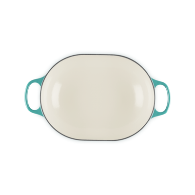 Panela Le Creuset Oblongo Signature Bleu Riviera com Pegador Dourado 3,4L 31cm