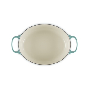 Panela Le Creuset Oval Signature Bleu Riviera com Pegador Dourado 6,3L 31cm