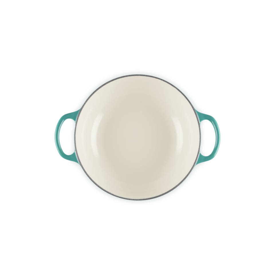 Panela Le Creuset Marmita Signature Bleu Riviera com Pegador Dourado 22cm