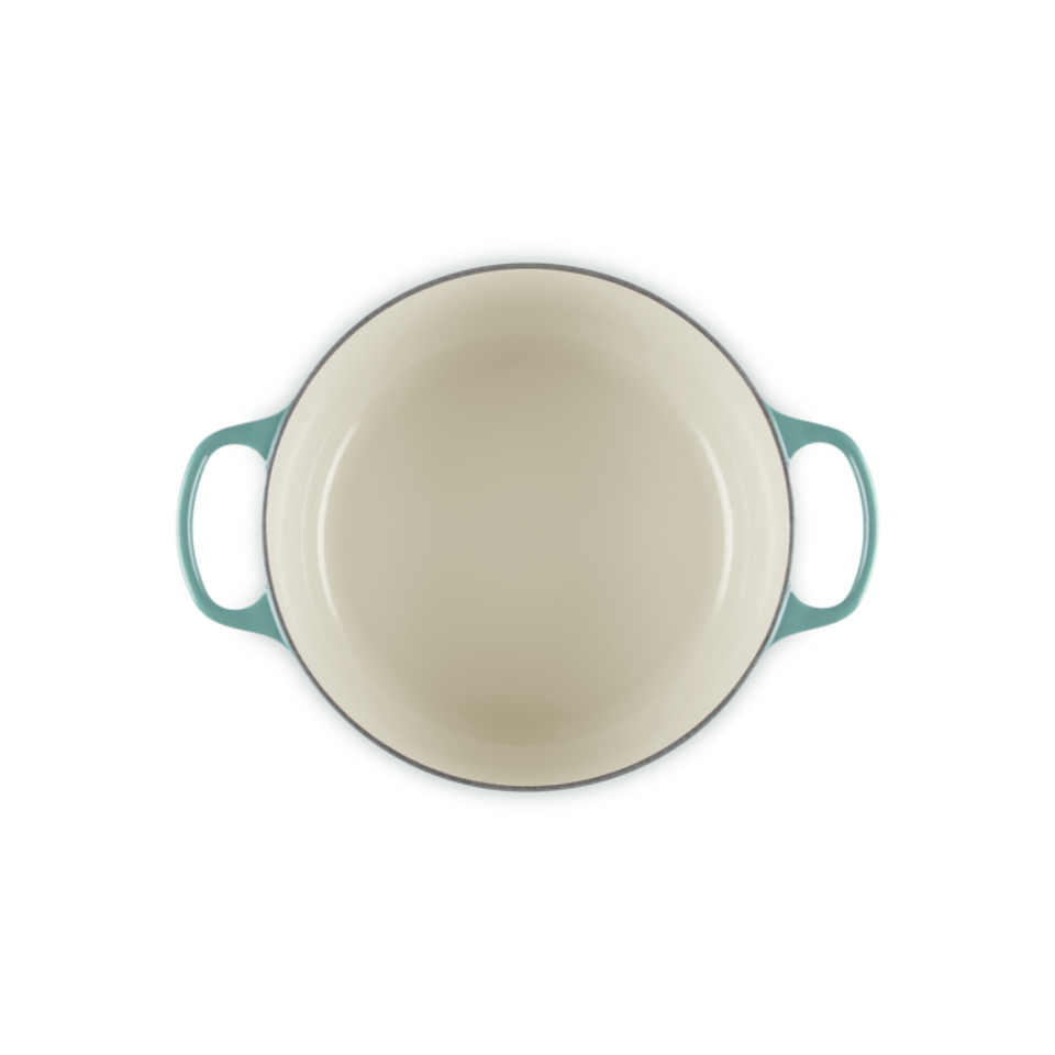 Panela Le Creuset Redonda Signature Bleu Riviera com Pegador Dourado 5,3L 26cm