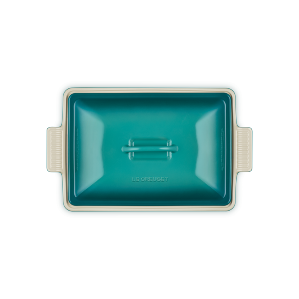 Travessa Retangular Cerâmica Com Tampa Bleu Riviera 33cm Le Creuset
