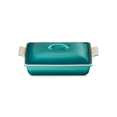 Travessa Retangular Cerâmica Com Tampa Bleu Riviera 33cm Le Creuset