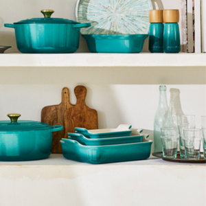 PRÉ-VENDA: Conjunto 3 Travessas Retangulares Cerâmica Heritage Bleu Riviera Le Creuset
