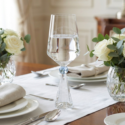 Taça para Água Vidro Transparente / Azul Linha Sintonia 540ml