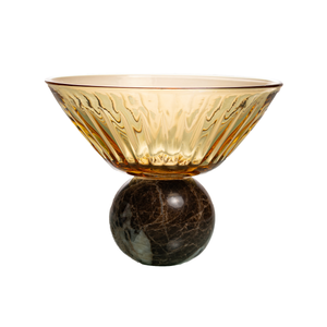Taça para Martini Vidro base Esfera Mármore Âmbar / Preta Linha Sintonia 300ml