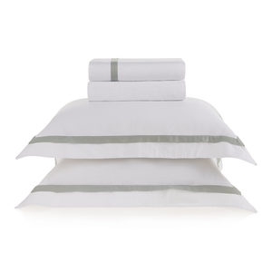 Jogo de Cama Queen Vercelli 4 Pçs 300 Fios 100% Algodão Egípcio Branco / Nebbia Trussardi