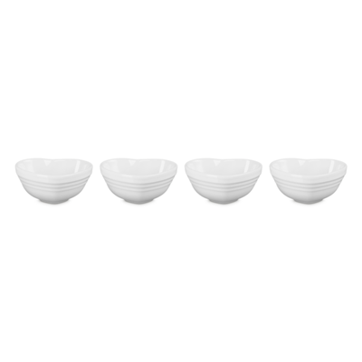 Conjunto com 4 Mini Bowls Coração Branco Le Creuset