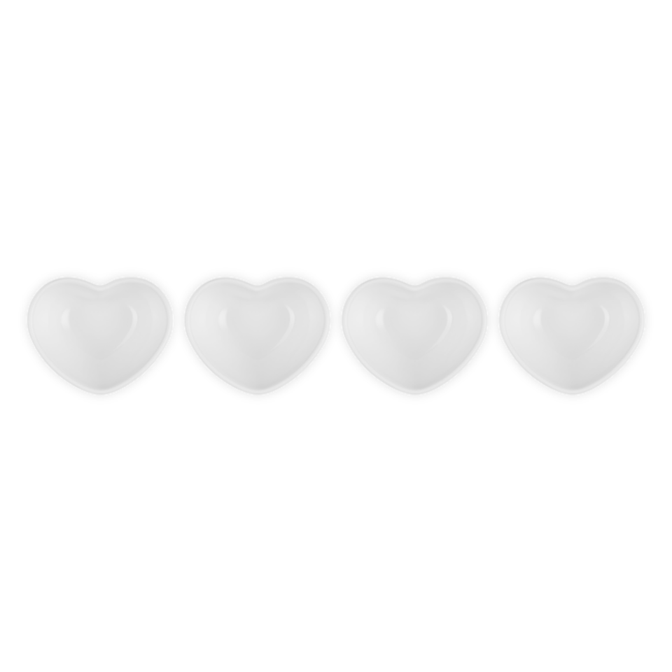 Conjunto com 4 Mini Bowls Coração Branco Le Creuset