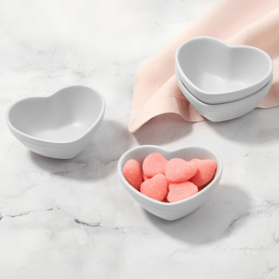 Conjunto com 4 Mini Bowls Coração Branco Le Creuset