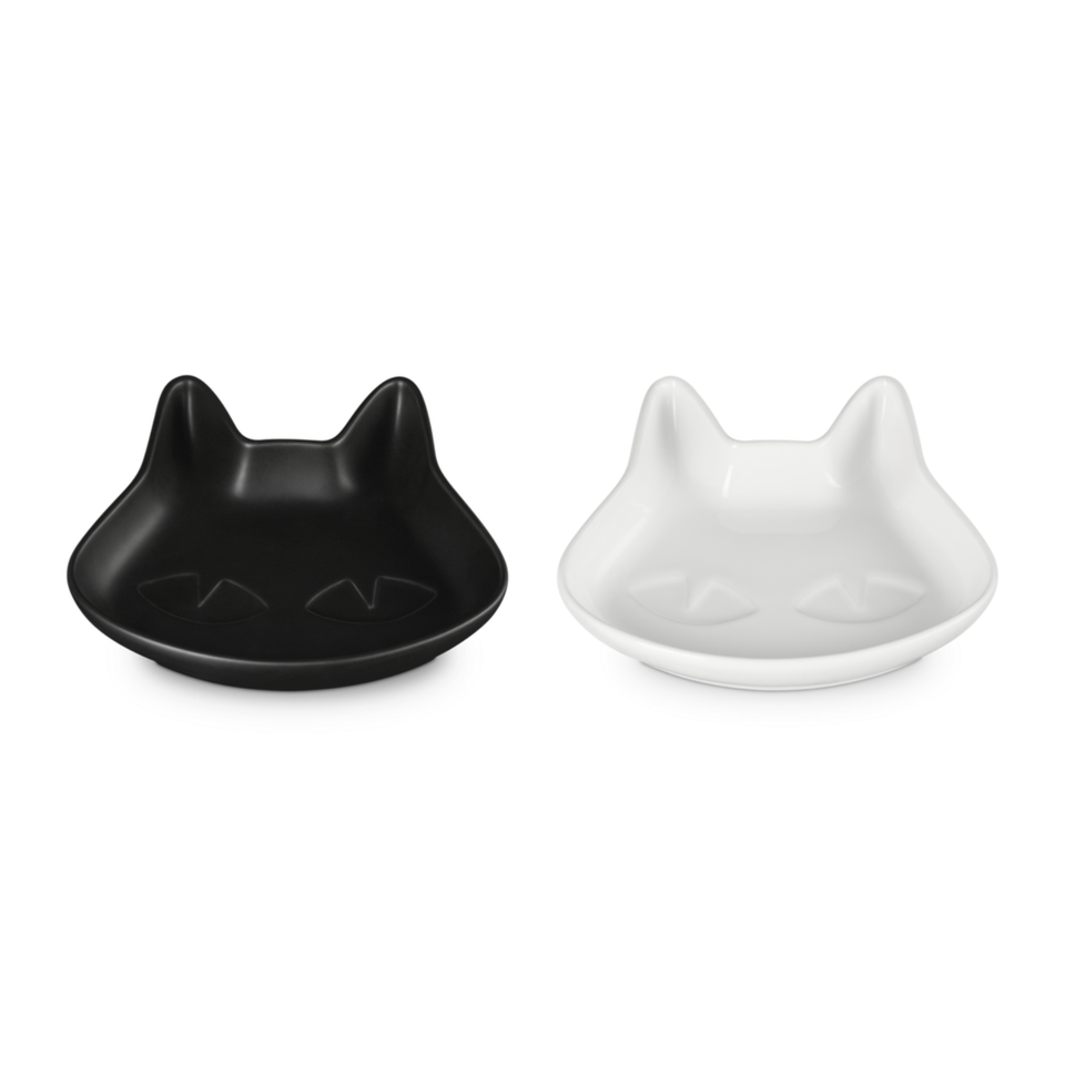 Conjunto com 2 Pratos Gato Preto / Branco Le Creuset