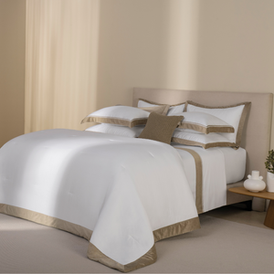 Almofada Valestro 300 Fios Cetim 100% Algodão Egípcio 40x60cm Branco / Nocciola Trussardi