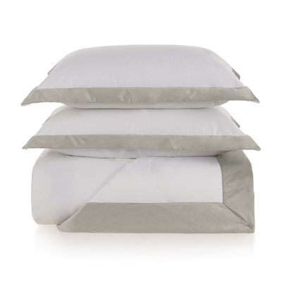 Jogo de Colcha King Valestro 3 Pçs 300 Fios 100% Algodão Egípcio Branco/Platino Trussardi