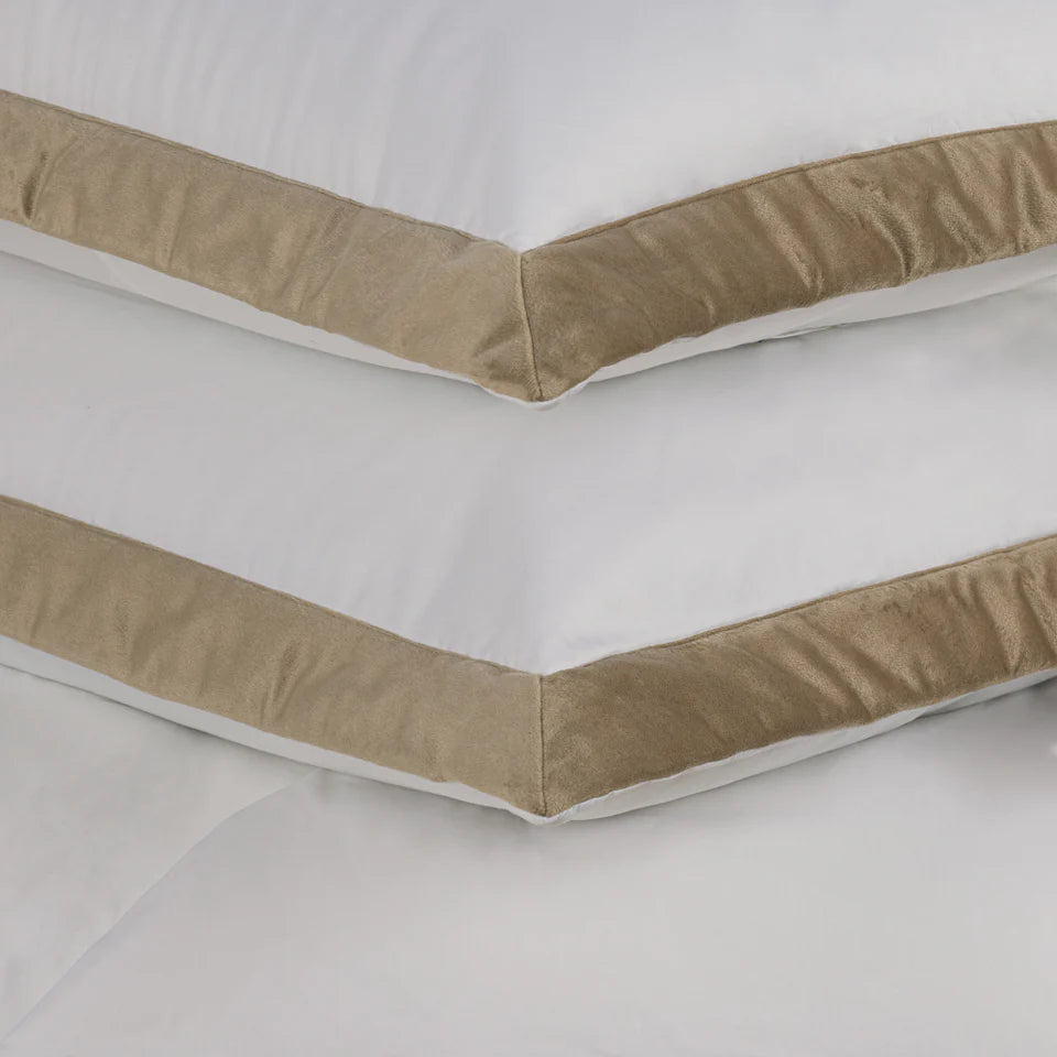 Jogo de Cama King Valestro 4 Pçs 300 Fios 100% Algodão Egípcio Branco / Nocciola Trussardi