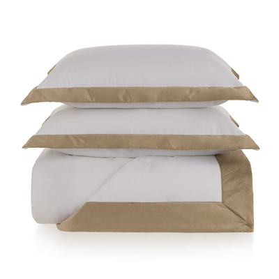 Jogo de Colcha King Valestro 3 Pçs 300 Fios 100% Algodão Egípcio Branco/Nocciola Trussardi