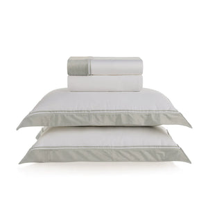Jogo de Cama King Valestro 4 Pçs 300 Fios 100% Algodão Egípcio Branco / Platino Trussardi