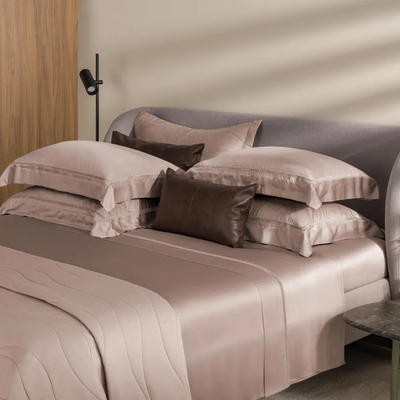 Jogo de Cama Queen Contessina 4 Pçs 300 Fios Cetim 100% Bambu Nocciola Trussardi