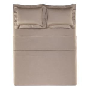 Jogo de Cama King Contessina 4 Pçs 300 Fios Cetim 100% Bambu Nocciola Trussardi