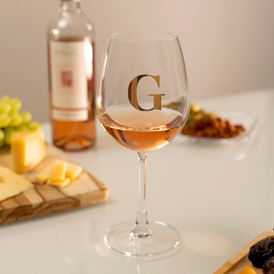 Taça Bordeaux Vinho 600ml em Cristal Ecológico Madison Letra Dourada Personalizável