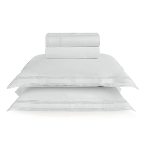 Jogo de Cama King Romana 4 Pçs 300 Fios 100% Algodão Egípcio Branco Trussardi