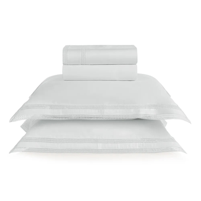 Jogo de Cama Queen Romana 4 Pçs 300 Fios 100% Algodão Egípcio Branco Trussardi