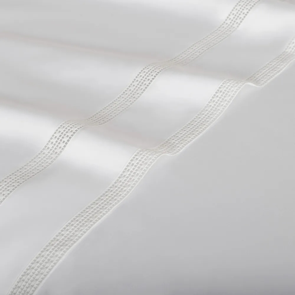 Jogo de Cama King Romana 4 Pçs 300 Fios 100% Algodão Egípcio Branco Trussardi