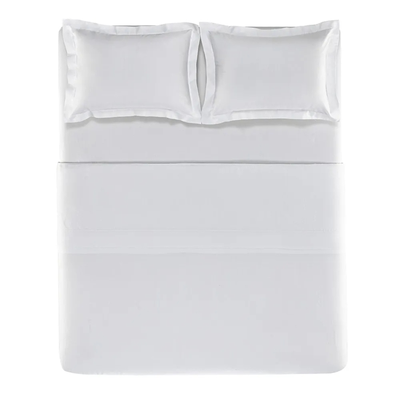 Jogo de Cama Casal Grasso 4 Pçs 300 Fios Cetim 100% Algodão Branco Trussardi