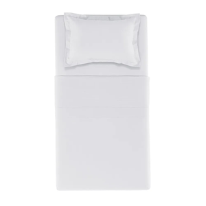 Jogo de Cama Solteiro Grasso 4 Pçs 300 Fios Cetim 100% Algodão Branco Trussardi