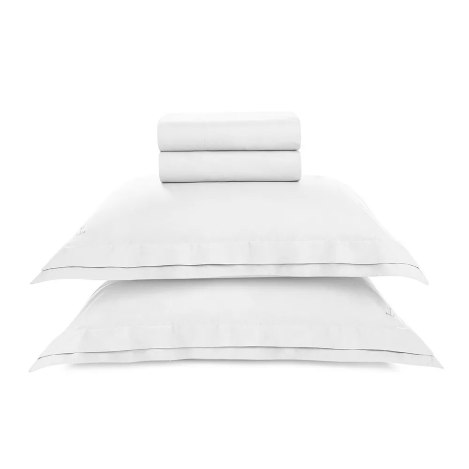 Jogo de Cama Casal Novoli 4 Pçs 200 Fios 100% Algodão Branco Trussardi