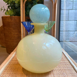 Garrafa Decorativa Bege e Verde Linha Contour