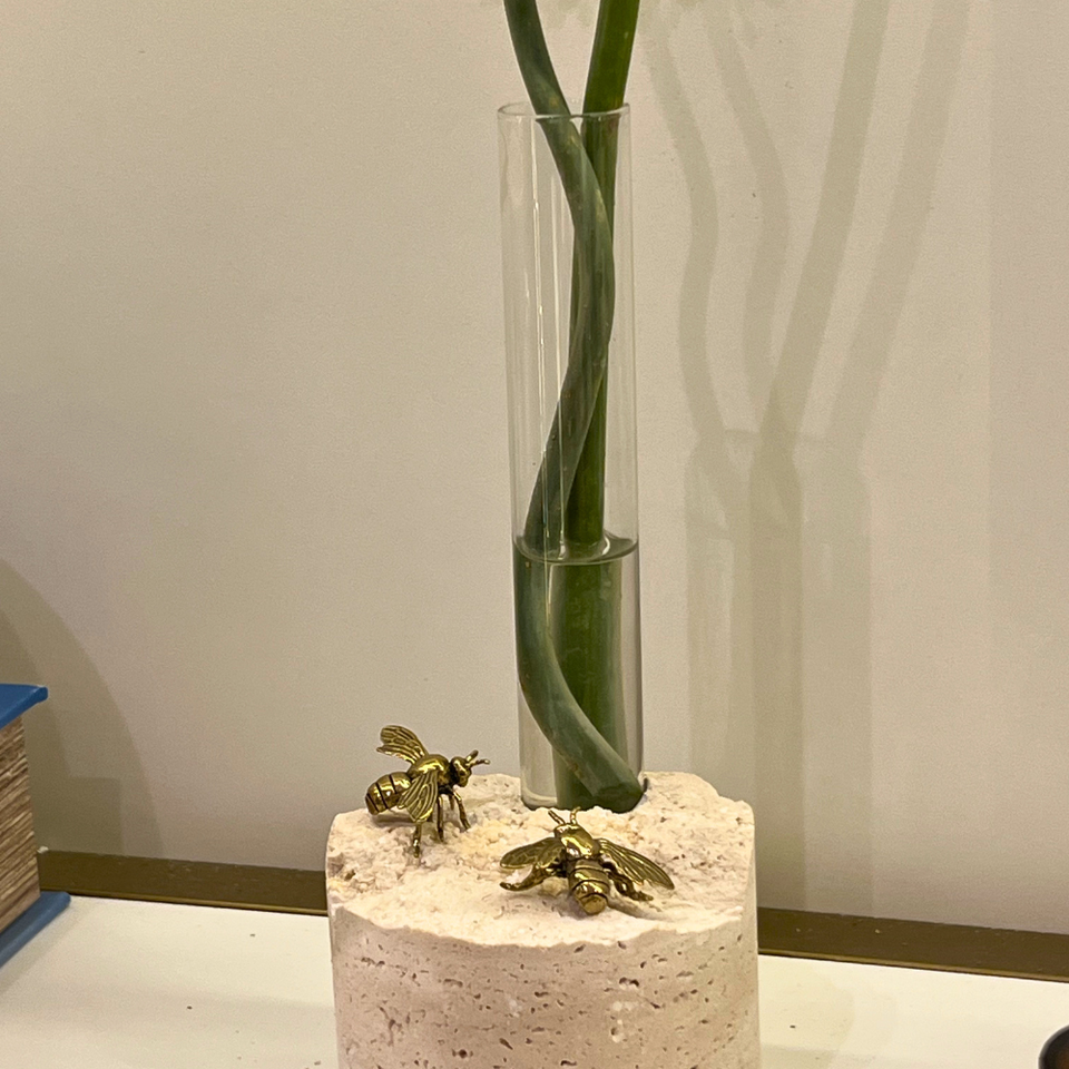 Vaso Vidro Travertine Gold