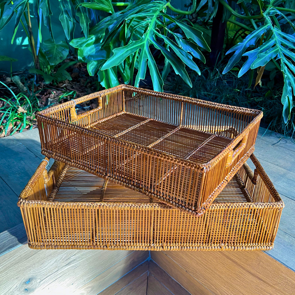 Bandeja Média Retangular em Bambu Natural Bahali