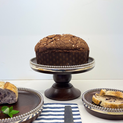 Prato para Bolo de Madeira Bolinhas Object Bahali 28cm