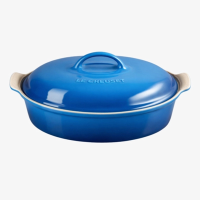 Travessa Oval Cerâmica Com Tampa Heritage Azure 3,8L Le Creuset