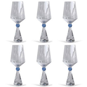 Jogo 6 Taças de Vinho em Vidro com Esfera Azul Pure Linha Sintonia 595ml