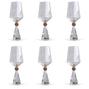 PRÉ-VENDA: Jogo 6 Taças de Vinho em Vidro com Esfera Âmbar Pure Linha Sintonia 595ml