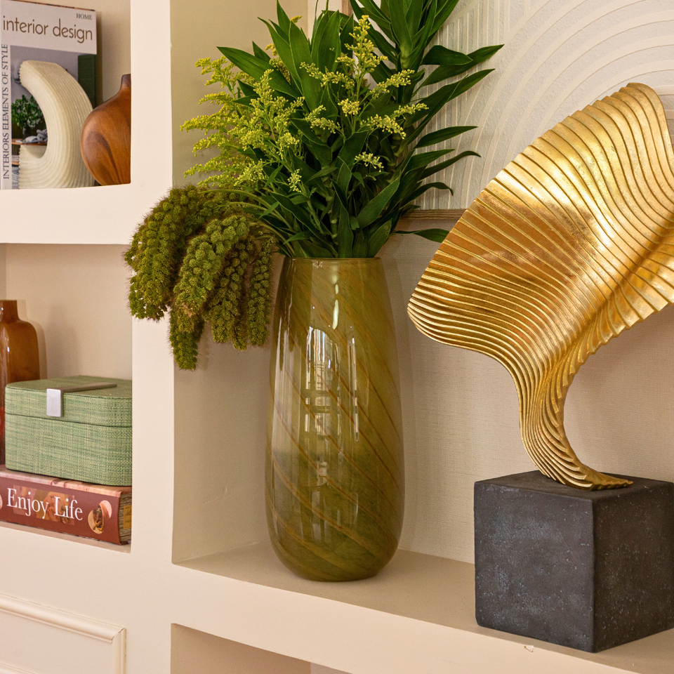 Escultura Abstrata Gold Wave