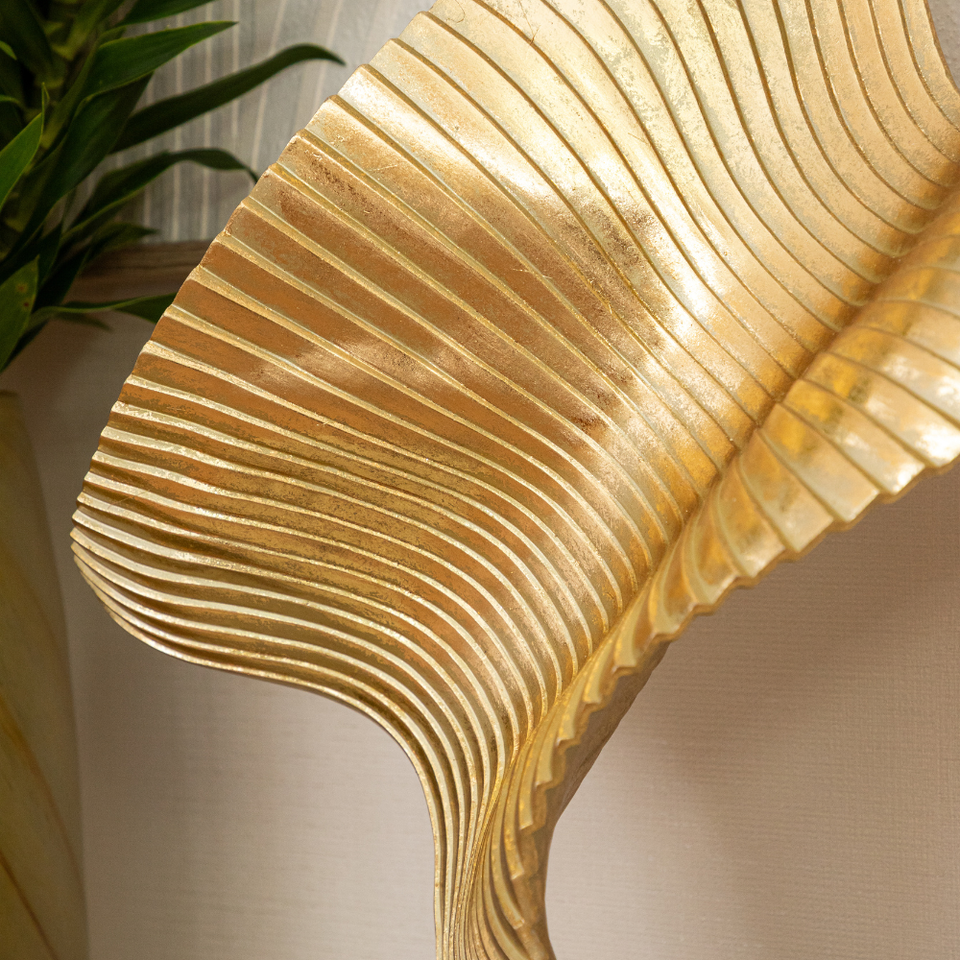 Escultura Abstrata Gold Wave