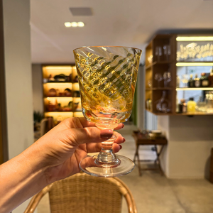 Taça Mozart em Puro Cristal para Água / Vinho Murano Colors Torcido Âmbar 450ml
