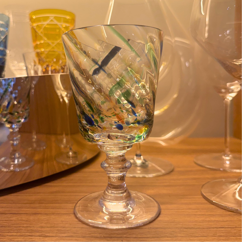 Taça Mozart em Puro Cristal para Água / Vinho Murano Colors Torcido Colorida 450ml