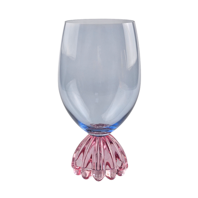 Taça de Vidro Azul e Rosa Marejo 520ml Linha Sintonia