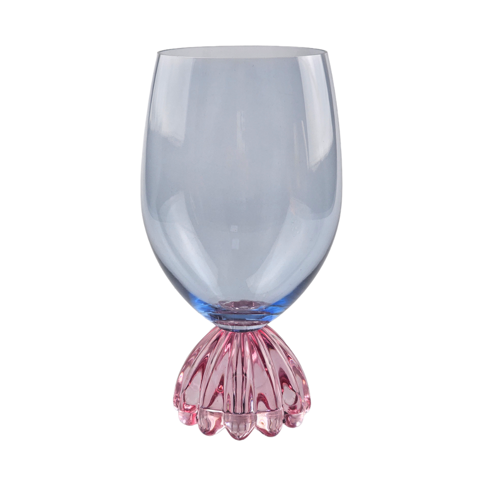 Taça de Vidro Azul e Rosa Marejo 520ml Linha Sintonia