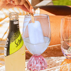 Taça de Vidro Azul e Rosa Marejo 520ml Linha Sintonia