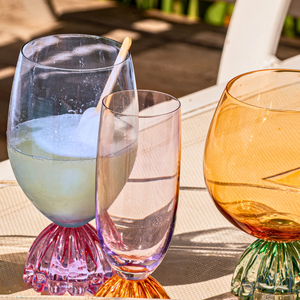 Taça de Vidro Azul e Rosa Marejo 520ml Linha Sintonia