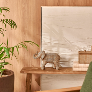 Escultura Elefante em Poliresina Bege Mart 21,5cm