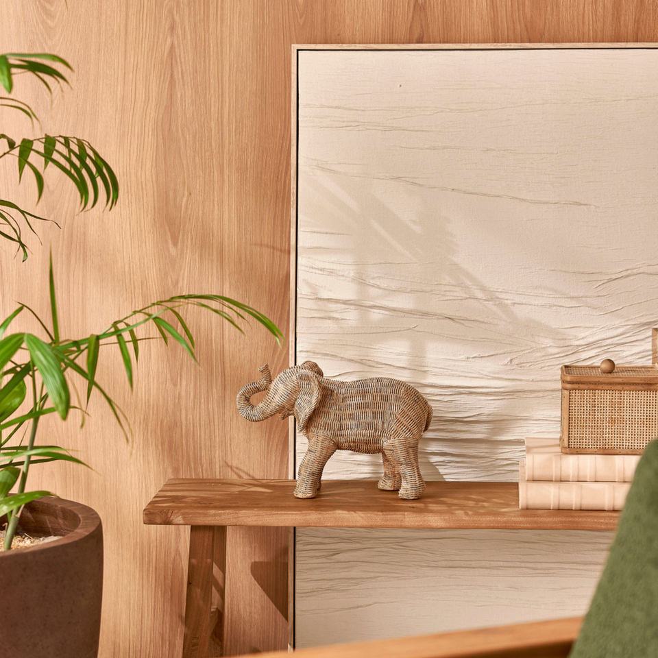 Escultura Elefante em Poliresina Bege Mart 21,5cm